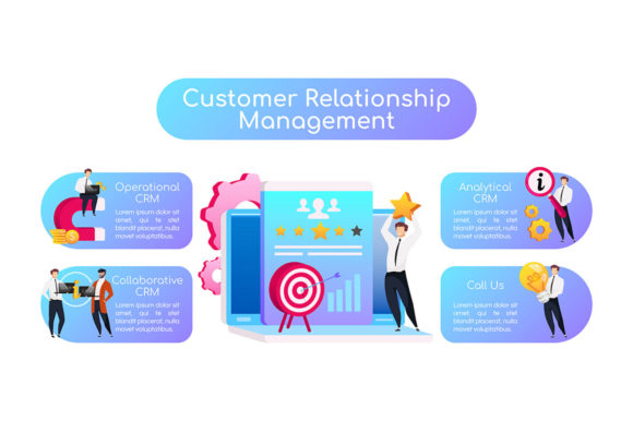 CRM Types Flat Color Vector Template