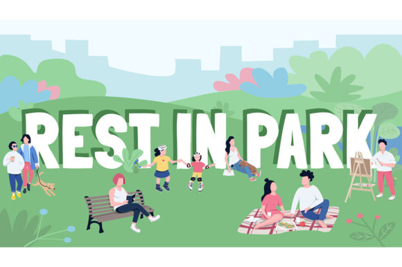 Rest in Park Word Concepts Flat Color Graphics
