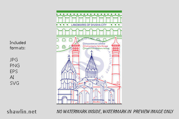 Shusha City Azerbaijan Popular Landmarks Graphics