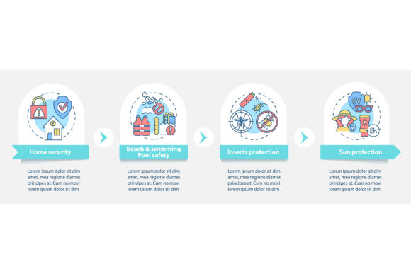Summertime Safety Vector Infographic Graphics