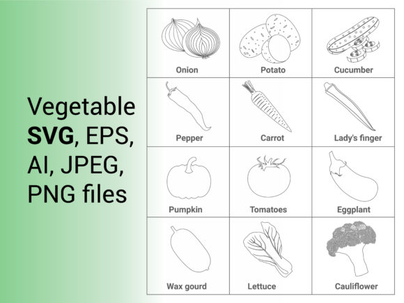 Vegetable or Healthy Food Outline Graphics