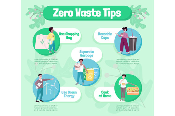Zero Waste Tips Flat Color Vector Graphics